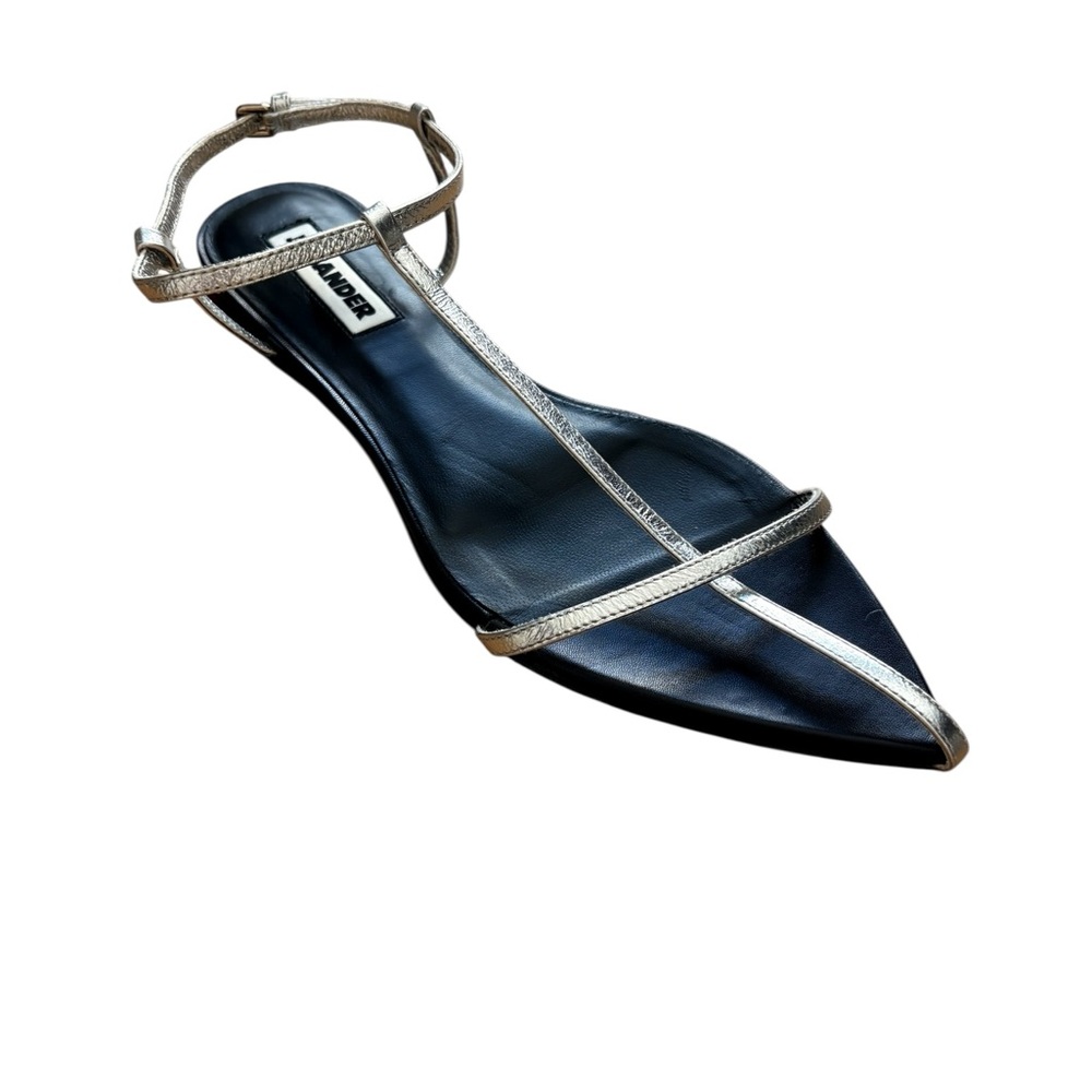 Jil Sander Silver Strappy Pointed Toe Flats - Picture 4 of 15